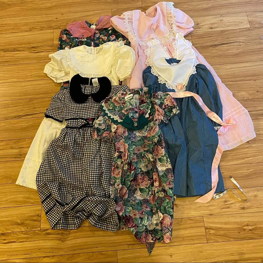Lot of 6 Vintage Girls Dresses Mostly Size 10/12
